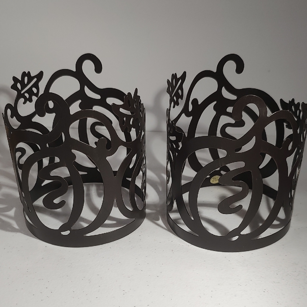 Black Metal Jar Candle Holders Set Of 2 Matching